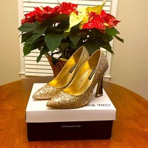Nine West - Sparkling Gold, Metallic Silver Heel Dress Pumps 5.5